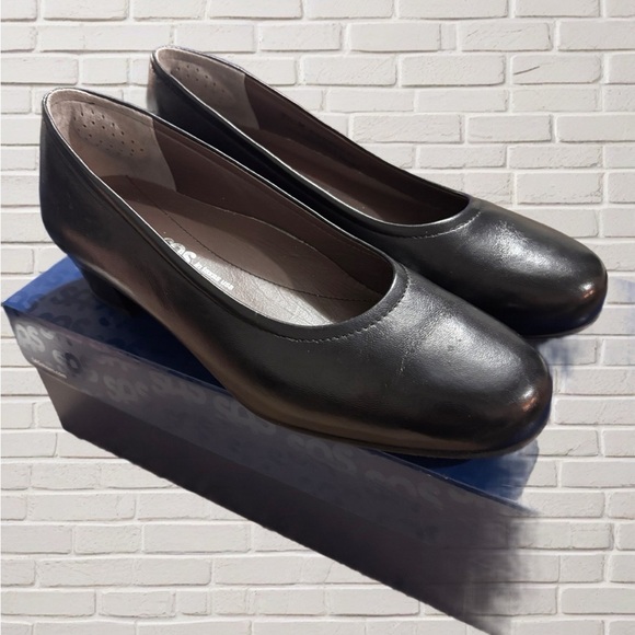 SAS Running Late-X Black Leather Comfort Heels Women’s 7.5 M - Picture 2 of 7